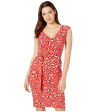 Ralph Lauren 250754742001 Poppy/Navy Floral VNeck Stretch Jersey Sheath Dress 6R