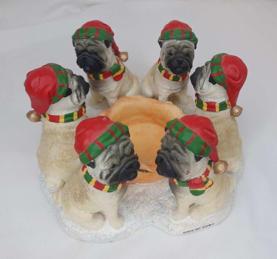 Circle Of True Friends Pug Dogs Dress w/ Santa Christmas Hats