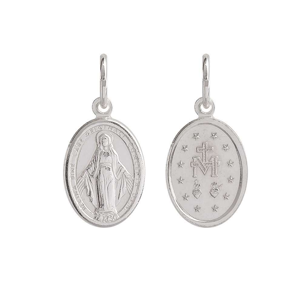 Pendentif Vierge Marie ovale en argent hypoallergénique, le cadeau idéal pour un baptême chrétien