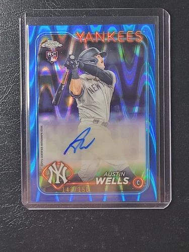 2024 Topps Chrome Update Austin Wells Blue Raywave Auto /150 #AC-AWE