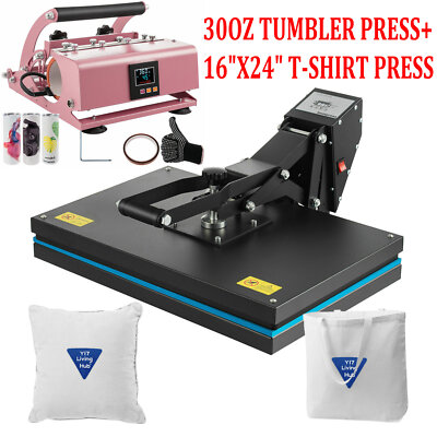 16''x24'' Clamshell T-Shirt Heat Press Machine+30OZ Tumbler Mug Press Sublimation