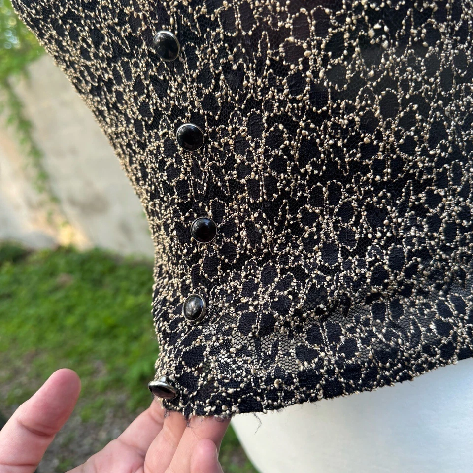 De Colección Y2K Marrón Transparente Top S Hada Grunge Romántico Botón Gótico Años 90 Recortado Ajustado Foto 3 de 4