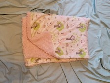 Blankets  And Beyond Forest Animals Fox Hedgehog Owl pink Sherpa Baby Blanket