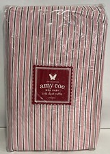 Amy Coe Mod Baby Crib Dust Ruffle Pink White Brown Stripe 100 Cotton NEW LE
