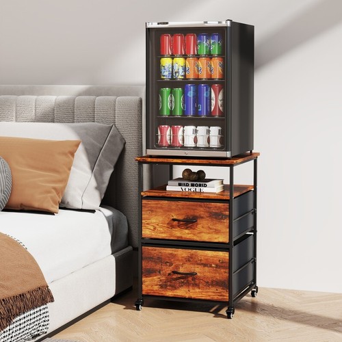 Mini Fridge Stand with Storage Beverage Refrigerator Cooler Stand Table