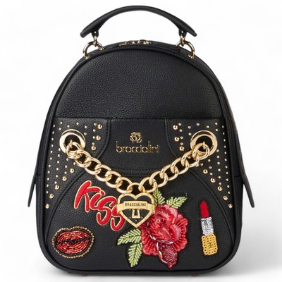 Fashion Backpack ROCK BRACELETS Women Black - B17904-YY-100