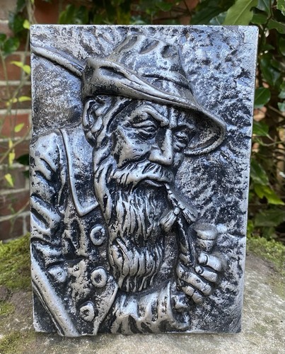 Vintage Good Unusual Old Cast Iron Male Bust Mask Garden Interior Wall Art Sign - Picture 2 of 8