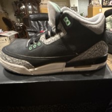 Jordan Air 3 Retro GS Black Green Glow Wolf Grey 7Y DM0967-031 Sneaker