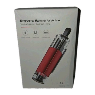 Emergency Escape Rescue Safety Hammer with Seatbelt Cutter for Vehicles - Red