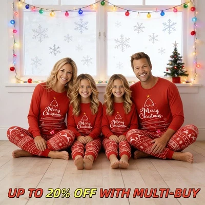 UK Family Matching Christmas Pyjamas Adult Kids Xmas Nightwear Pajamas Pjs Set