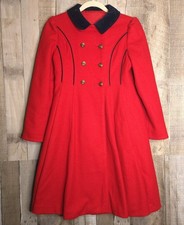 Vintage F.W. Fischer Girls Jacket Size 12 Red Wool Holiday Dress Coat See Flaws