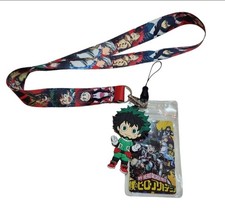 My Hero Academia Deku Lanyard ID Badge Holder Plastic Cover Keychain With Charm
