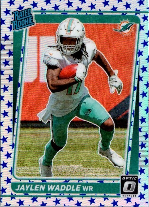 2021 Jaylen Waddle Optic Rated Rookie Blue Stars Prizm RC #208 Miami Dolphins