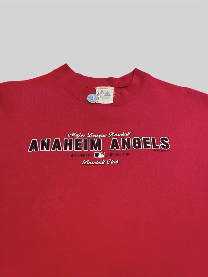 Anaheim Angels Vintage 2000’s MLB Béisbol Cuello Redondo Rojo Sudadera Talla Pequeña Foto 2 de 4