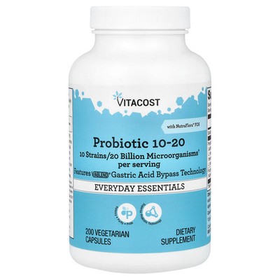 Probiotic 10-20 With NutraFlora  FOS, 200 Vegetarian Capsules