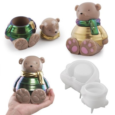 Actvty Bear Jar Resin Mold, Silicone Jar Mold with Lid, 3D Bear Epoxy Casting Mo