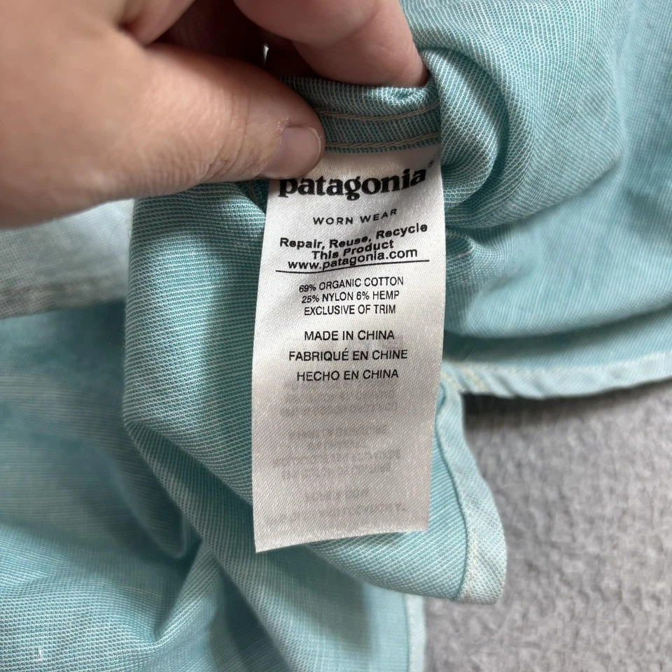 Camisa Patagonia Para Hombre Grande Verde Cayo Largo Manga Larga Pesca Logo Exterior Foto 4 de 4