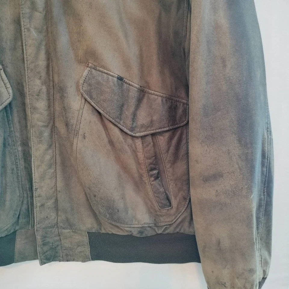 Chaqueta Bomber De Colección Hunt Club Cuero Marrón Para Hombre Talla Grande 48R Retro Años 80 Aviador Foto 3 de 4