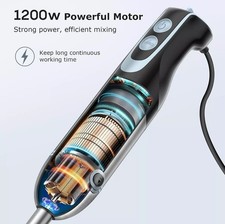 FRESKO Stainless Steel Hand Blender, 1200W Electric Stick Blender with 12 Speed