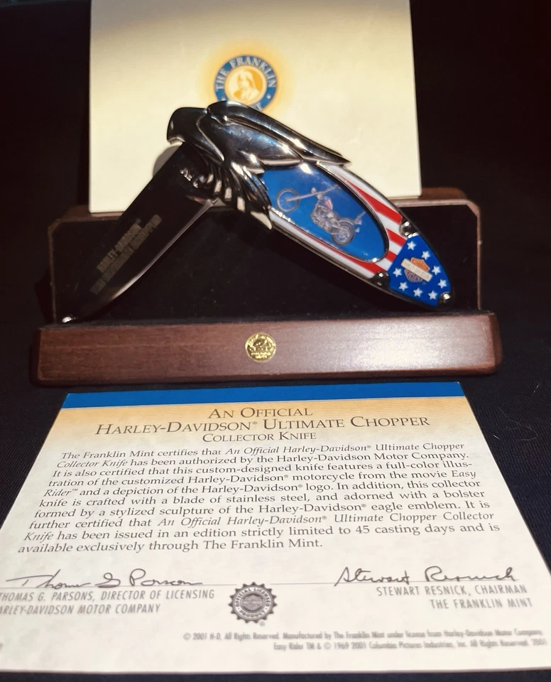 Official Franklin Mint Ultimate Chopper Collector Knife With Display . - Image 2 of 4
