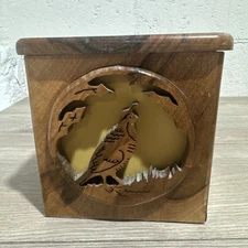 Vintage Walnut Laser Cut Quail Square Tissue Box Cover/Holder