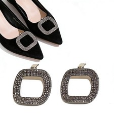 Shoe Clips for Women Dress Shoes Elegant Rhinestone Dark gray