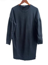 Pure Navy Cotton Blend Sweatshirt Sweater Dress Dark Blue Sz L Oversized