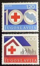 Yugoslavia 1975 Red Cross Centenary Set of 2 MNH – 1.20 & 8.00 Jugoslavija