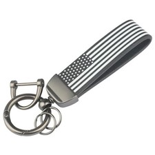American USA Flag Leather Car Keychain With Zinc Alloy Ring Interior Car Truck