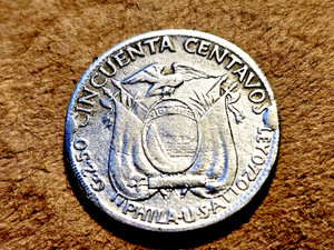 1928 ECUADOR 🇪🇨 SILVER 50 CENTAVOS MELT VALUE $4.40