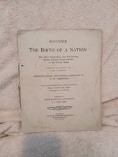 Folleto de película muda del programa de recuerdos del nacimiento de una nación de 1915 D.W. Griffith