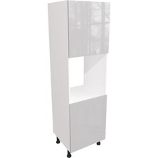 Pre Assembled  600mm Plain Slab Gloss Light Grey Larder Single Kitchen Oven Unit