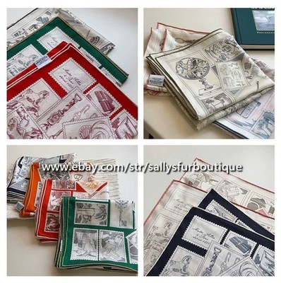 Sallys 18 Momme Heavy Twill Silk Wrap Scarf Stamps Print Double Face Shawl 35''