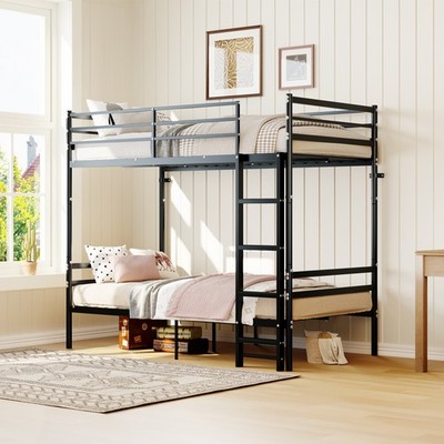Bunk Bed Twin Over Twin for Kids/Teens/Adults Duty 2 Decker Bed with Flat Ladder