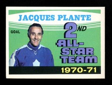 1971 O-Pee-Chee #256 Jacques Plante AS Toronto Maple Leafs Ice Hockey Card EX-NM