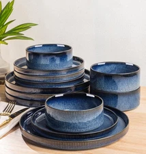 Ceramic Dinnerware Sets for 4, 12 Pieces Porcelain Lightweight Plates and Bow...