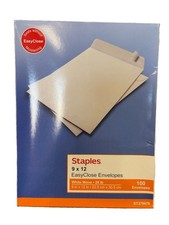Staples EasyClose Envelopes 9" x 12" White 100/Box