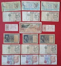 Italy Lot Banknotes 10 Lire 1935 1 Lire 1944 12 Lire 1942 1000 Lire 1982/90