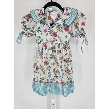 Vintage 1980s Rose Cottage Girls Sz 6 Cottagecore Bright Floral Formal Dress
