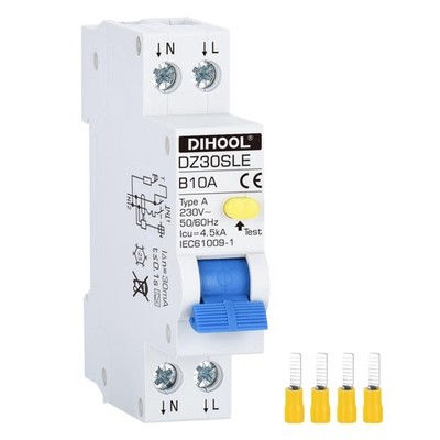 FILS Circuit Breaker 10A 30mA RCB 2-Pin Residual Current 18mm