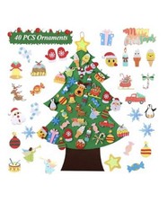 3.5ft Felt Green Christmas Tree 40pc Ornaments Wall Hanging DIY Crafts Kids