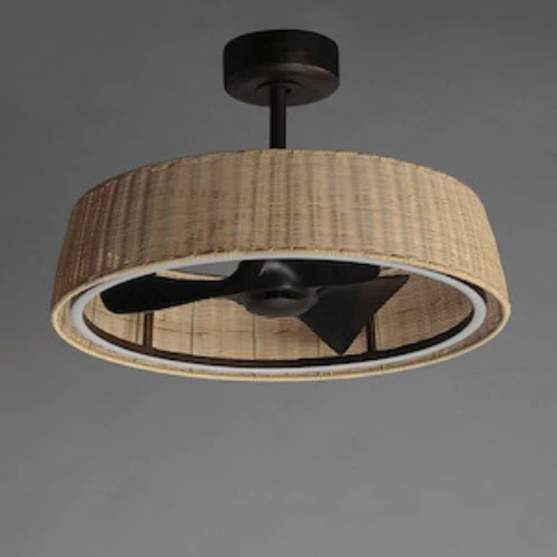 Maxim Tulum Natural Wicker Rattan LED Smart Fandelier 22" 61012NADBZ New in Box - Picture 3 of 8