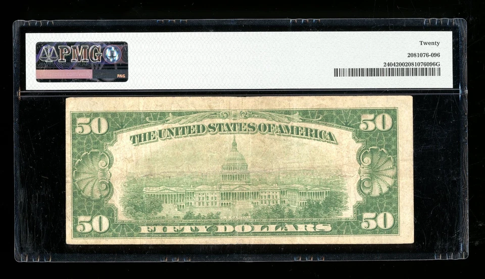 Certificado de oro DBR 1928 $50 Fr. 2404 PMG VF-20 serie A00348303A Foto 2 de 2