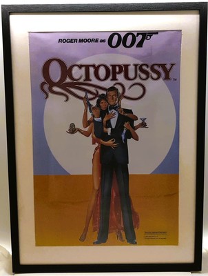James Bond 007  Octopussy  ,Plakat-Replik  im Holzrahmen NEU Groß schwarz 53x73