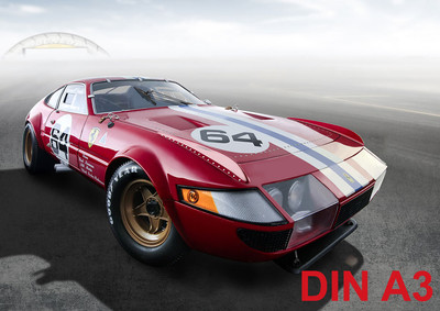 Cult Car Art Ferrari 365 GTB/4 #64, Daytona 1964  ART-PRINT DIN A3