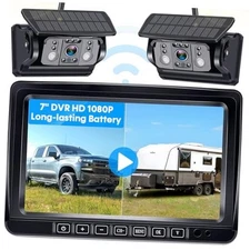 Dual Wireless Backup Camera for RV Trailer: Easy 7 Inch-2 Magnetic Cameras