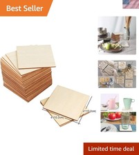 Natural Poplar Wood Cutout Tiles - 50 Unfinished 4" Squares for Crafts