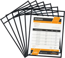 - Reusable Dry Erase Pocket Sleeves, 10.2" x 14", 6 Pack, Black