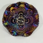 Imperial carnival azure amethyst glass scroll embossed 8" bowl vase vintage mcm