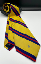 POLO by Ralph Lauren REPP Men's 100 Silk Tie  Yellow  Logo  Hand Made in USA